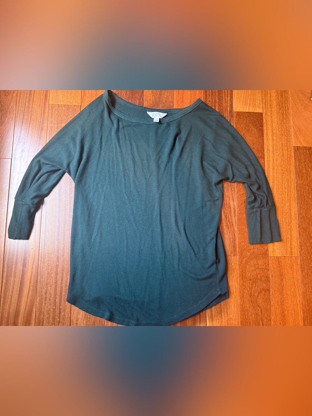 Market & Spruce Dark Green Dolman Sleeve Lightweight Crewneck Sweater